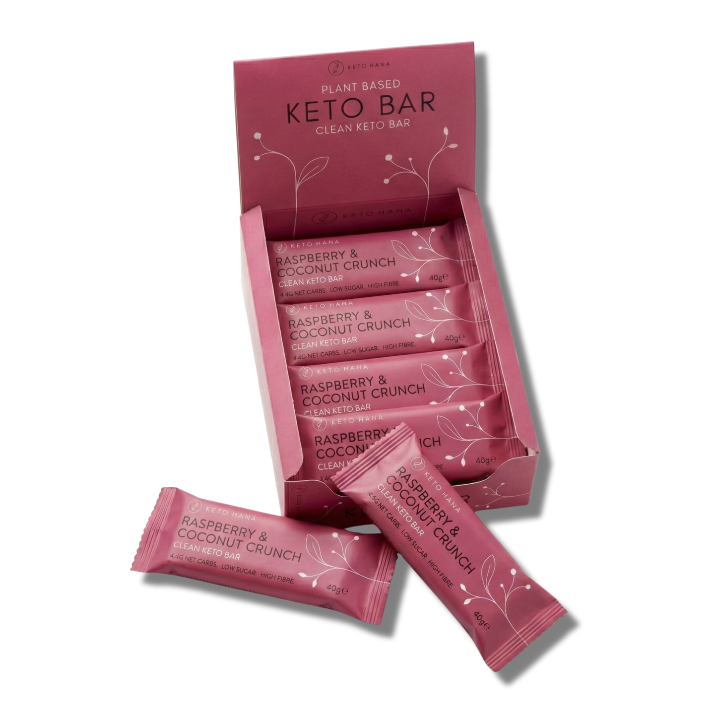 Clean Keto Crunch Bars | Raspberry & Coconut Crunch Bars (9 bars)