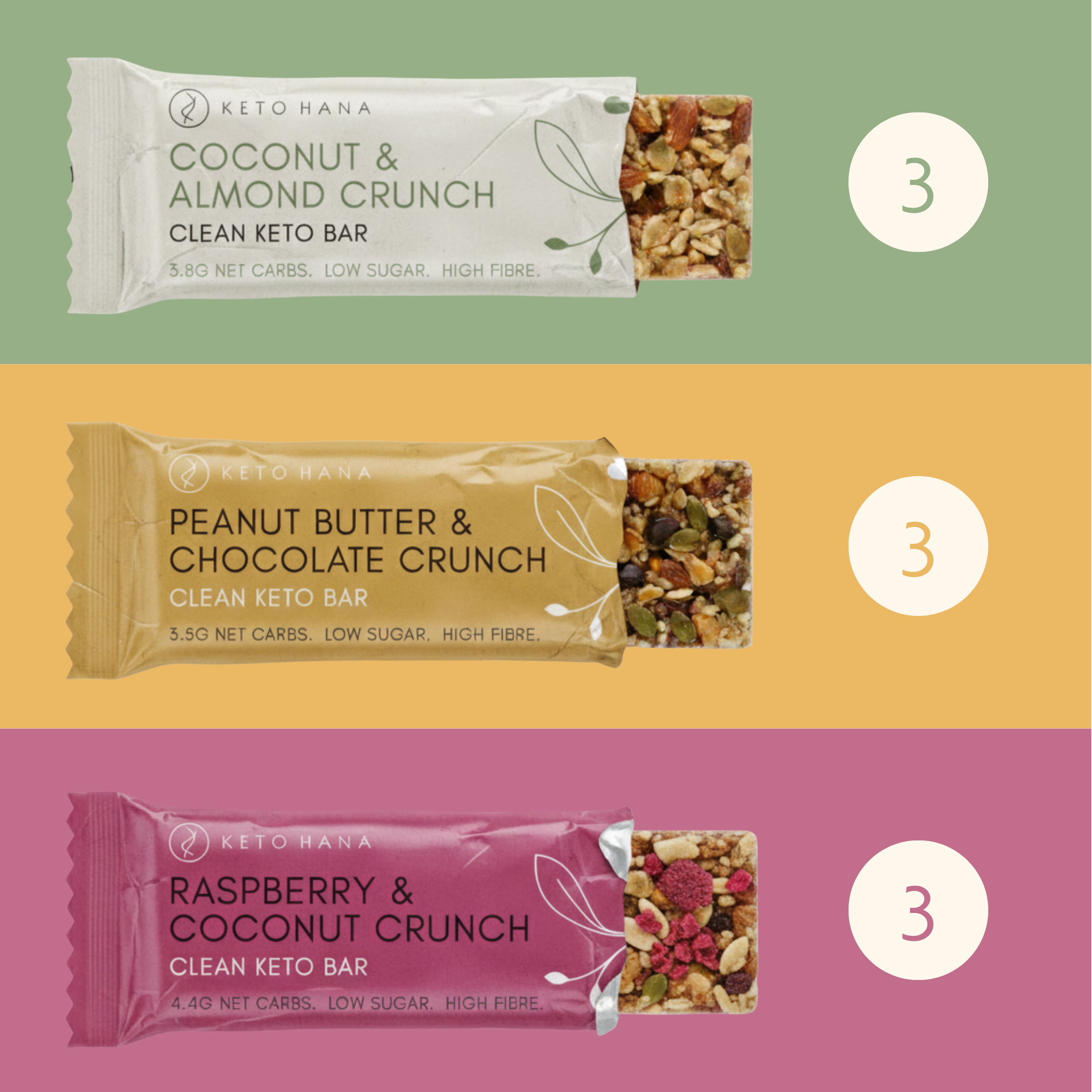 Clean Keto Crunch Bars | Variety Pack (9 bars)