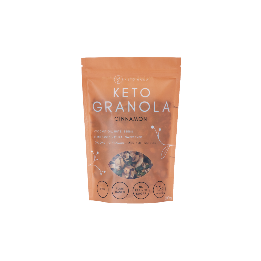 Front of keto hana cinnamon granola bag